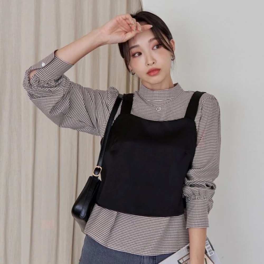 NWOT 2 Piece Gingham Longsleeve Top